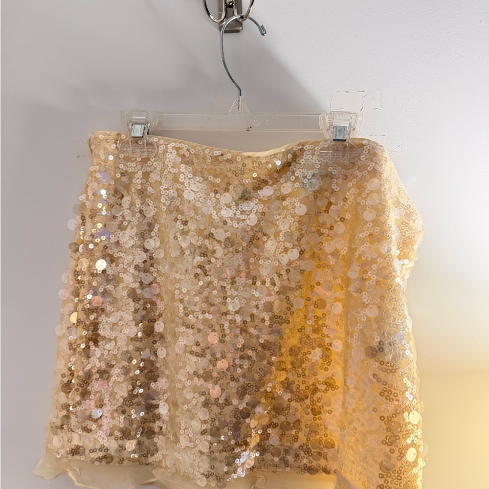 EUC J. Crew Champagne Sequin Mini Skirt